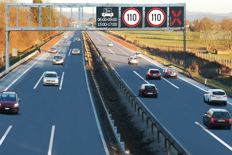 fotomontaža preureditve primorske avtoceste s pasom za osebna vozila z več potniki