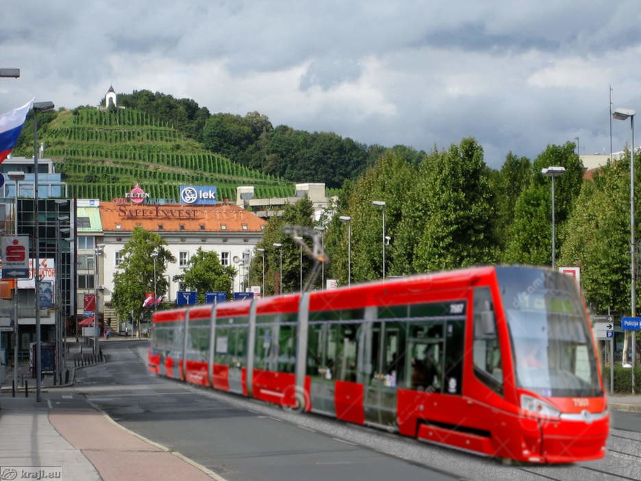 fotomontaža tramvaja v Mariboru